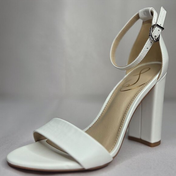 NWT Sam Edelman Women's Yaro White Leather Sandals Heels - Picture 7 of 8